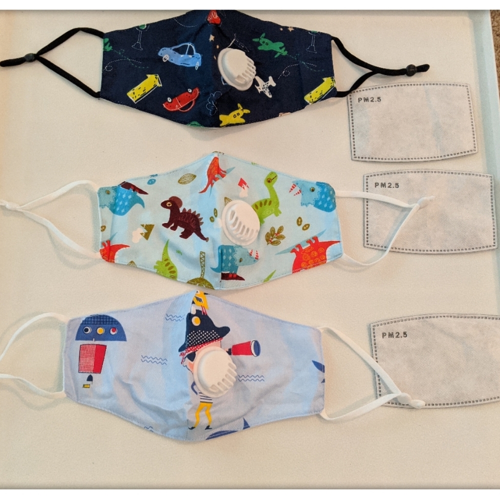 Premium kids face masks with filter/100% cotton